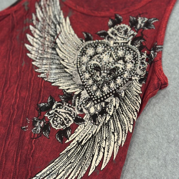 Women's Red Graphic Rhinestone Tank Top - Picture 2 of 9